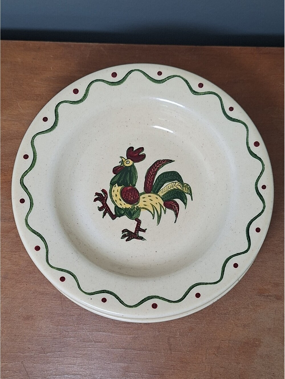 vintage Metlox Poppytrail California Provincial rooster dinner plate